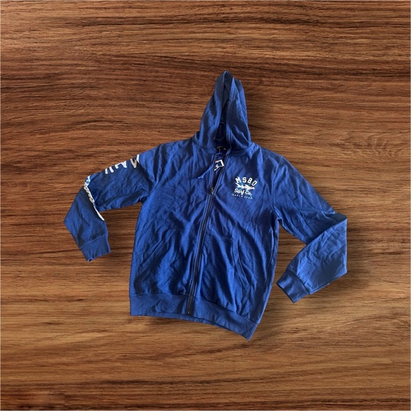 Maui And Sons Blue Hoodie Adult Sz M Florida 1980 spring lightweight pocket - Picture 3 of 16